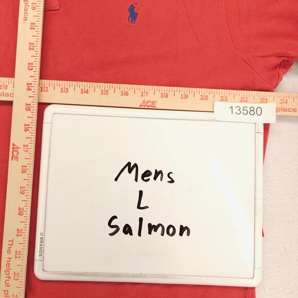 Polo by Ralph Lauren Collared Short Sleeve Polo Shirt Mens Size Large L Salmon - Picture 7 of 9